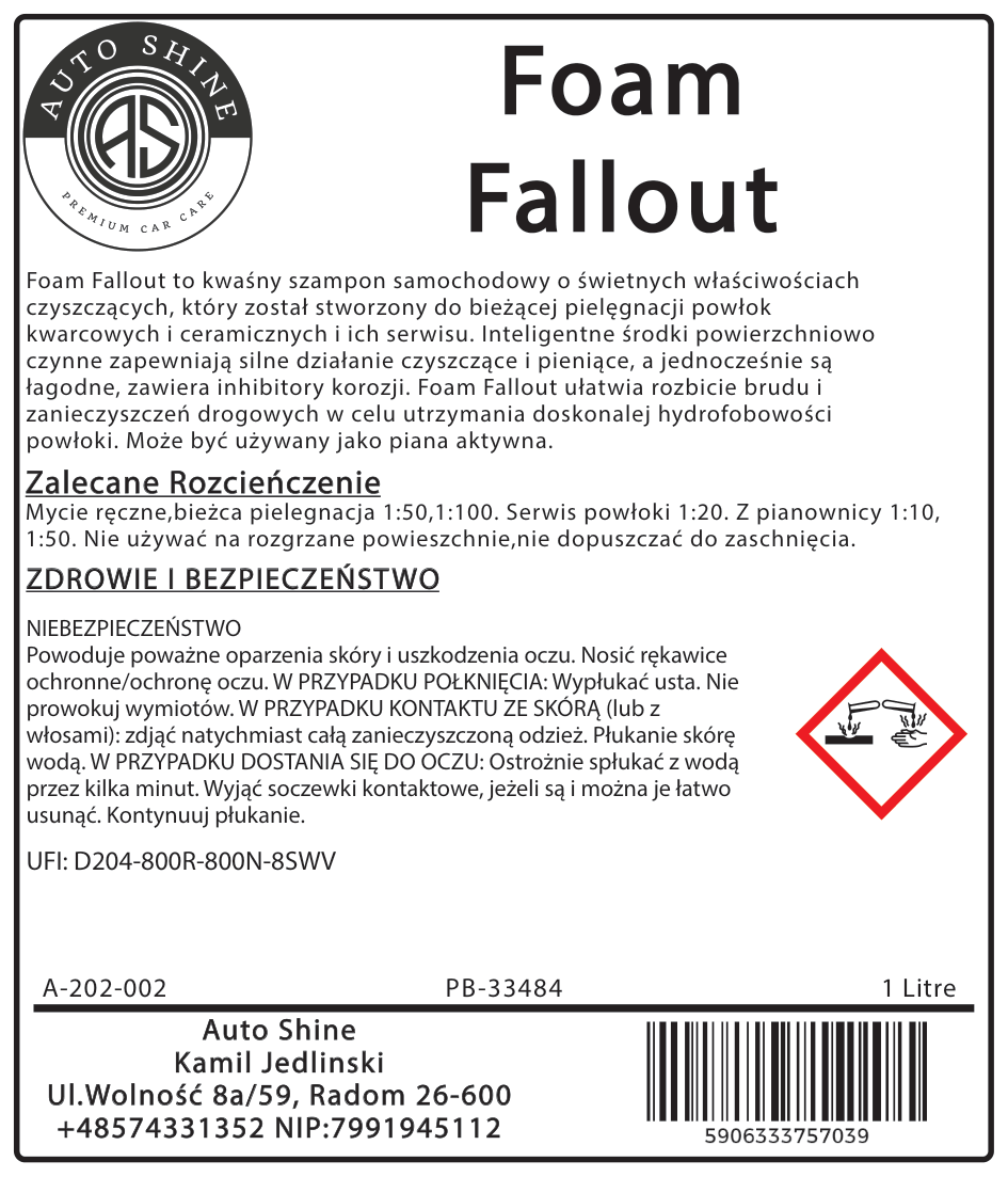 Auto Shine Foam Fallout kwaśny środek do odtykania powłok - obrazek 5