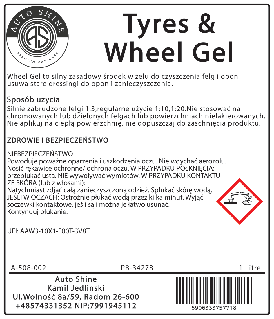 Auto Shine Tyres & Wheel Gel płyn do mycia felg i opon - obrazek 5